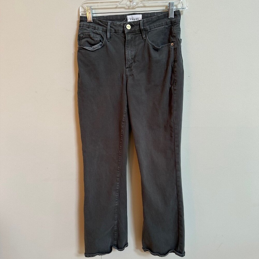 FRAME Le Crop Mini Boot Jeans – Moss Green – Style LCMB8222 – Size 27